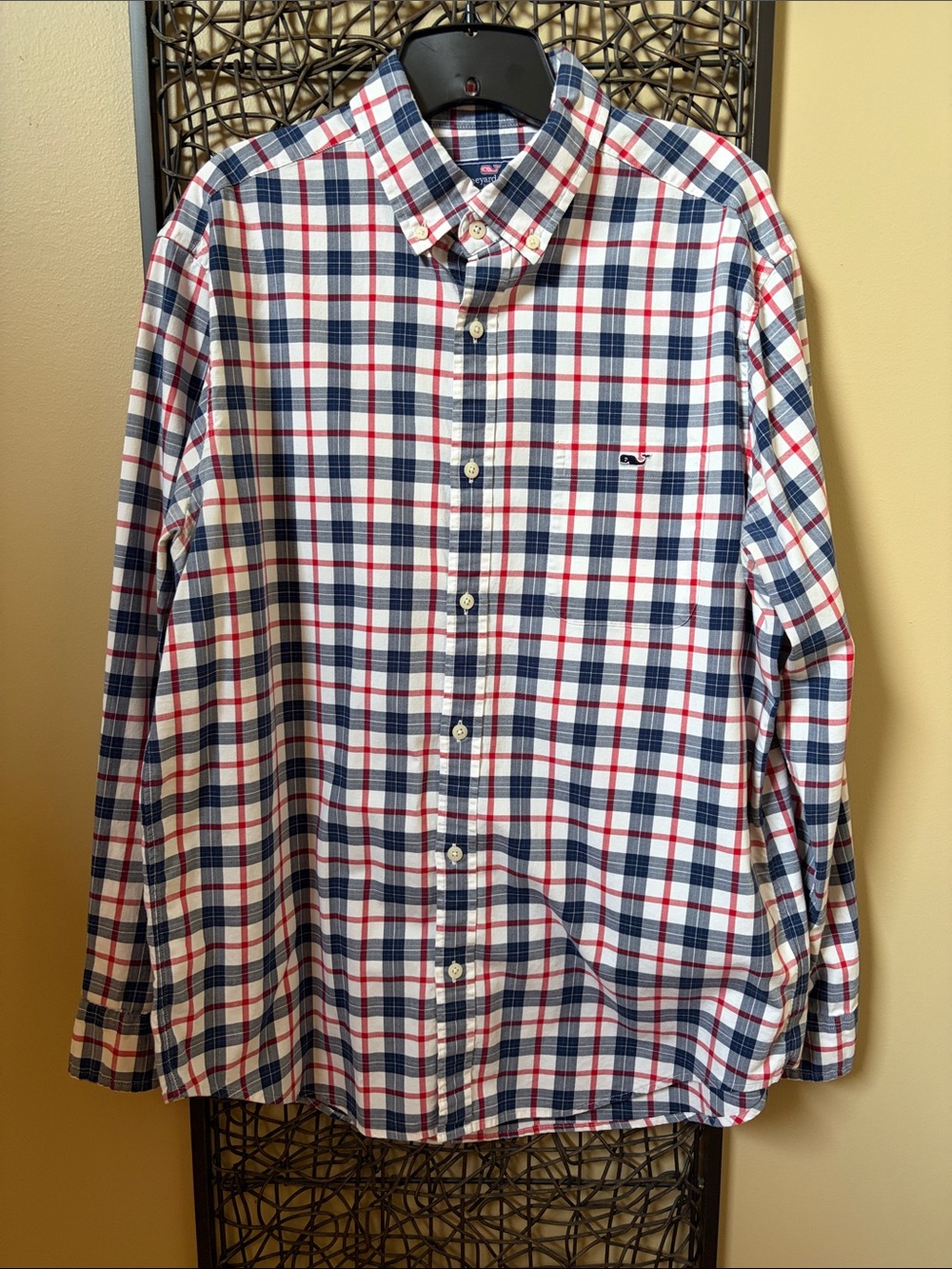 Vineyard Vines Navy Red White Plaid Button-Down Shirt